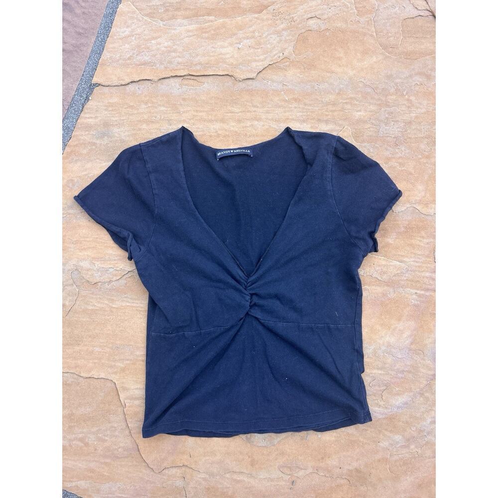Women’s Brandy Melville V neck top size S Black